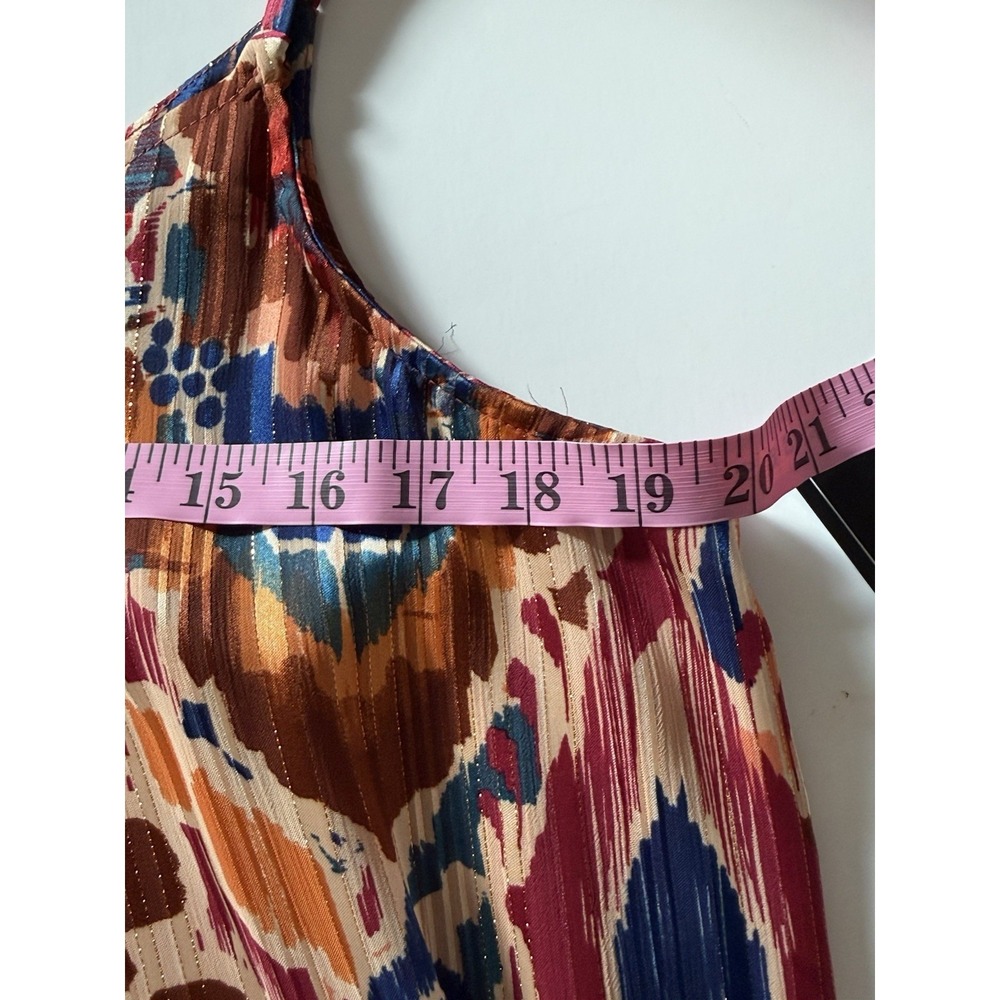 MSK Maxi Dress Boho Colorful Beach Earth Tone Metallic Flowy V Neck Straps Large - Picture 15 of 16